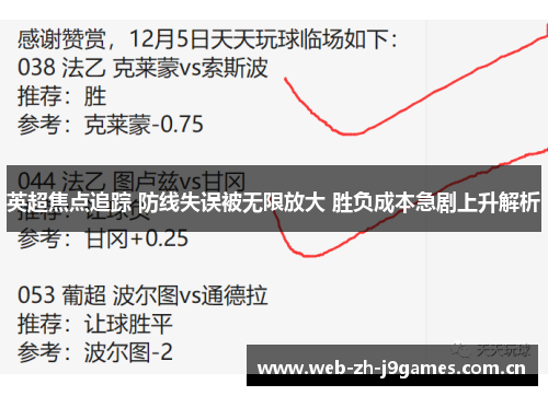 英超焦点追踪 防线失误被无限放大 胜负成本急剧上升解析